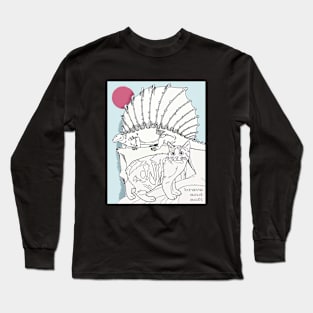 Dinosaur Cat Color Your Own Shirt Coloring Book Collage Brave And Soft Y2K Design Long Sleeve T-Shirt